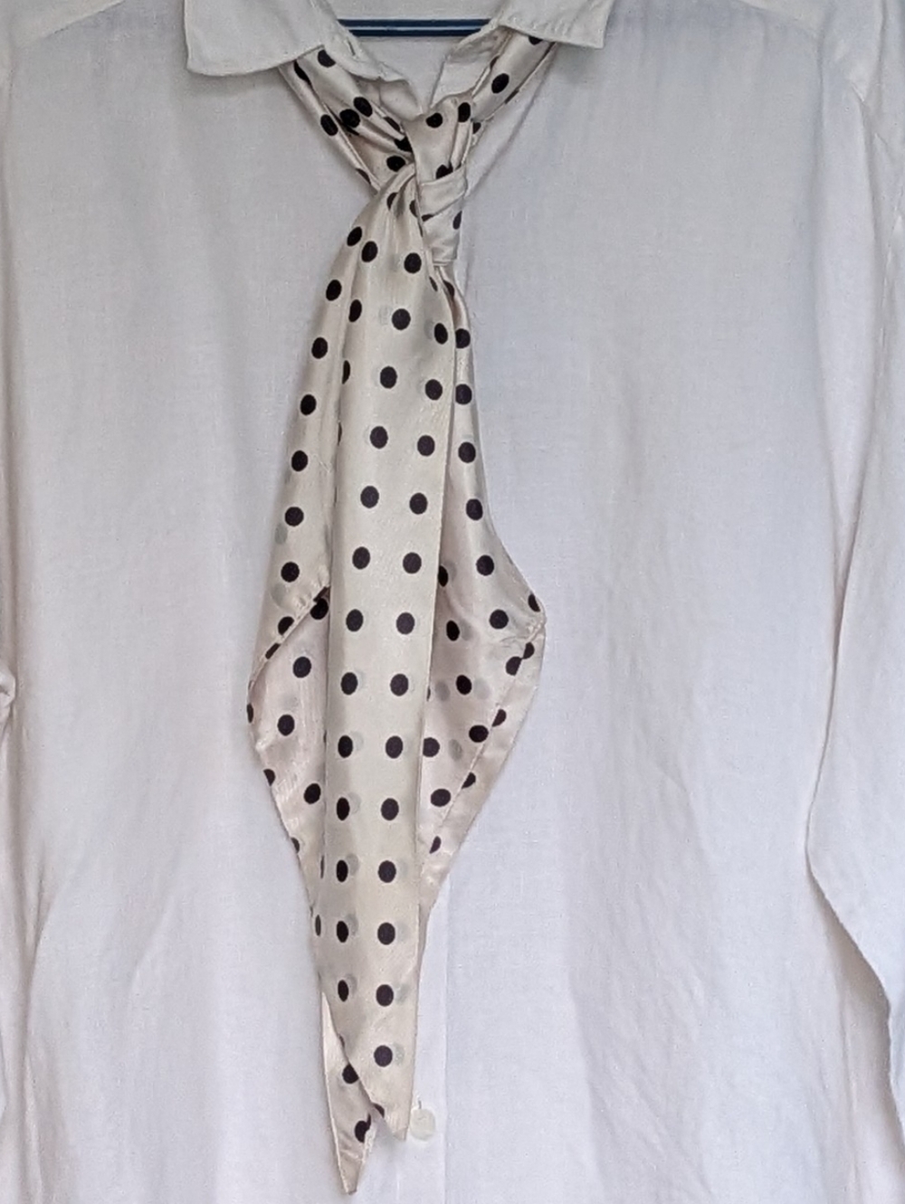 Polka Dot Scarf Long Rectangle Head Scarf Belt Bow Tie 1970's